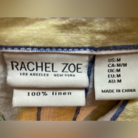 Rachel Zoe Striped 100% Linen Button Down Top. Size Medium. - Picture 3 of 6
